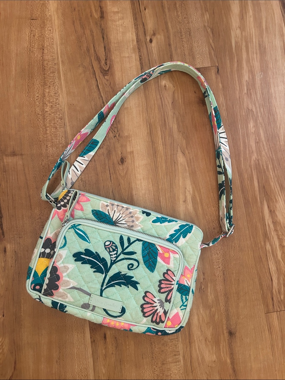 Vera Bradley Mint Floral Quilted Crossbody Bag